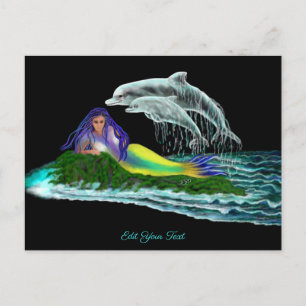 Zeemeermin met dolfijnen briefkaart