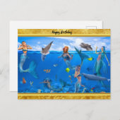 Zeemeermin met dolfijnen briefkaart (Voorkant / Achterkant)