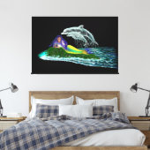 Zeemeermin met dolfijnen canvas afdruk (Insitu (Slaapkamer))