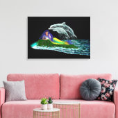 Zeemeermin met dolfijnen canvas afdruk (Insitu (Woonkamer))