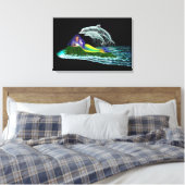 Zeemeermin met dolfijnen canvas afdruk (Insitu (Slaapkamer))