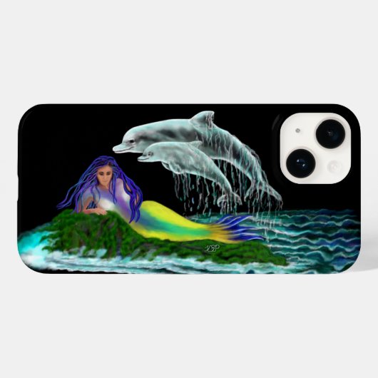 Zeemeermin met dolfijnen Case-Mate iPhone case (Achterkant (horizontaal))