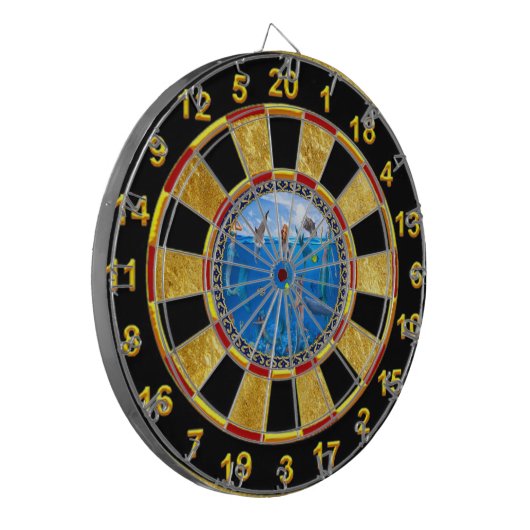 Zeemeermin met dolfijnen dartbord (Voorkant Links)