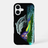 Zeemeermin met dolfijnen iPhone 16 hoesje (Achterkant)