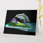 Zeemeermin met dolfijnen kaart (Gele Bloem)