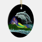 Zeemeermin met dolfijnen keramisch ornament (Rechts)