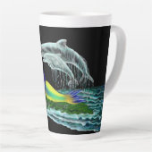 Zeemeermin met dolfijnen latte mok (Rechterhoek)