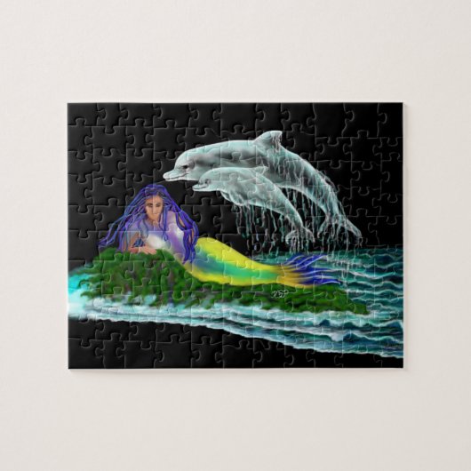 Zeemeermin met Dolfijnen Legpuzzel (Horizontaal)
