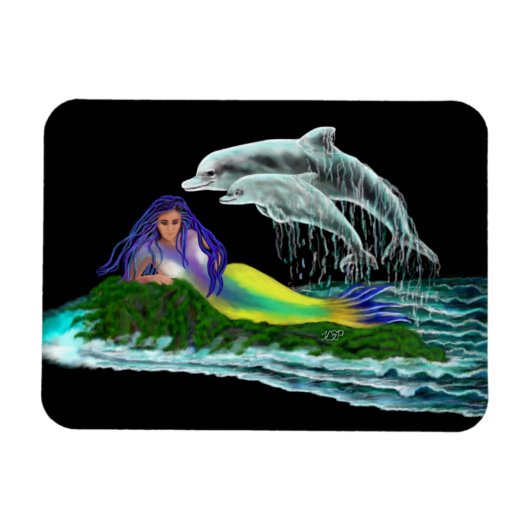 Zeemeermin met dolfijnen magneet (Horizontaal)