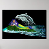 Zeemeermin met dolfijnen poster (Voorkant)