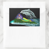 Zeemeermin met dolfijnen rechthoekige sticker (Tas)