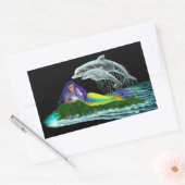 Zeemeermin met dolfijnen rechthoekige sticker (Envelop)