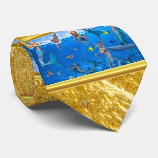 Zeemeermin met dolfijnen stropdas (Opgerold)