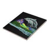 Zeemeermin met dolfijnen tegeltje (Zijkant)