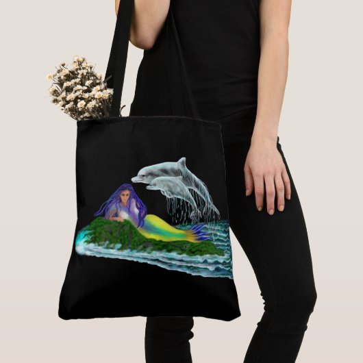 Zeemeermin met dolfijnen tote bag (Dichtbij)