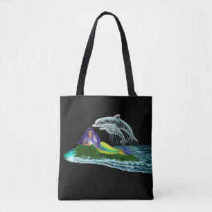 Zeemeermin met dolfijnen tote bag