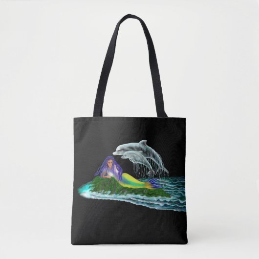 Zeemeermin met dolfijnen tote bag (Voorkant)