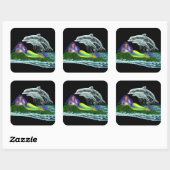 Zeemeermin met dolfijnen vierkante sticker (Vel)