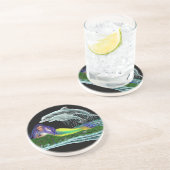 Zeemeermin met dolfijnen zandsteen onderzetter (Zijkant)