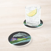 Zeemeermin met dolfijnen zandsteen onderzetter (Zijkant)