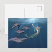 Zeemeermin met dolfijnvriendelijke Oceaan Briefkaart (Voorkant / Achterkant)