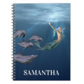 Zeemeermin met dolfijnvriendelijke Oceaan Notitieboek (Voorkant)