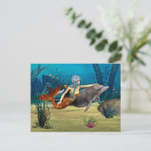 Zeemeermin met Dolphin Briefkaart (Staand voorkant)