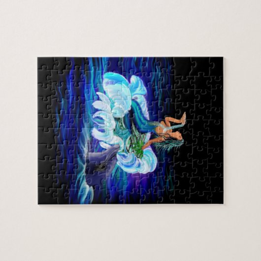 Zeemeermin met Dolphin Legpuzzel (Horizontaal)