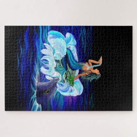 Zeemeermin met Dolphin Legpuzzel (Horizontaal)