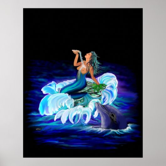 Zeemeermin met Dolphin Poster (Voorkant)