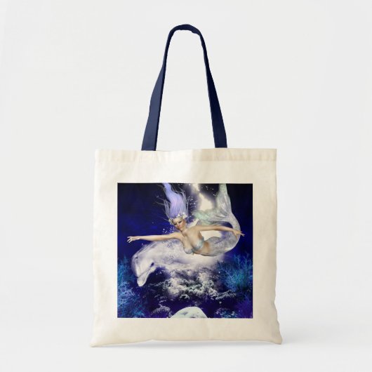 Zeemeermin met Dolphin Small Bag Tote Bag (Voorkant)
