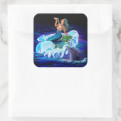Zeemeermin met Dolphin Vierkante Sticker (Tas)