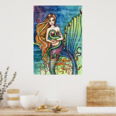 Zeemeermin met Draak Poster van Molly Harrison (Keuken)