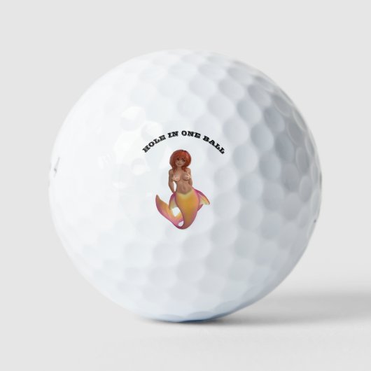 Zeemeermin met een gele en roze staart golfballen (Voorkant)