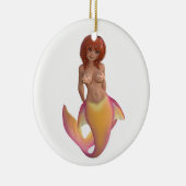 Zeemeermin met een gele en roze staart keramisch ornament (Rechts)