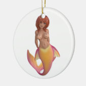 Zeemeermin met een gele en roze staart keramisch ornament (Links)