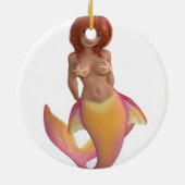 Zeemeermin met een gele en roze staart keramisch ornament (Achterkant)