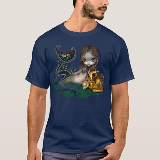 Zeemeermin met een Golden Dragon Shirt fantasiekun (Voorkant)