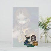 "Zeemeermin met een gouden draak" Briefpapier (Staand voorkant)