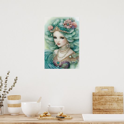 Zeemeermin met een Kroon Poster (Keuken)