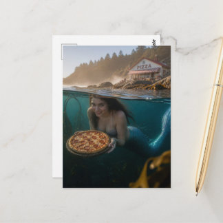 Zeemeermin Met een Pizza Briefkaart