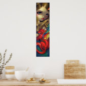 Zeemeermin met een Scarlet Dragon ART PRINT fantas (Keuken)