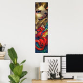 Zeemeermin met een Scarlet Dragon ART PRINT fantas (Thuiskantoor)