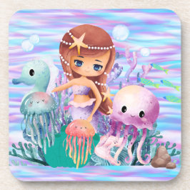 Zeemeermin met een ster in het haar die in de ocea bier onderzetter