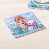 Zeemeermin met een ster in het haar die in de ocea kartonnen onderzetters (Schuin)