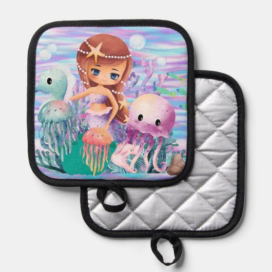 Zeemeermin met een ster in het haar die in de ocea pannenlap (Voorkant / Achterkant)