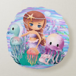 Zeemeermin met een ster in het haar die in de ocea rond kussen