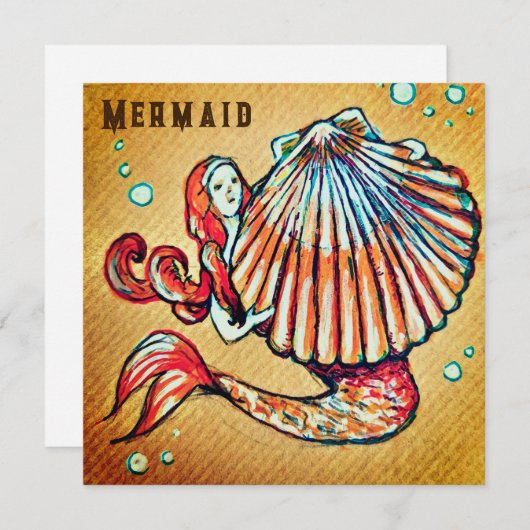 Zeemeermin met een Zee Shell Tekening Feestdagenkaart (Voorkant / Achterkant)