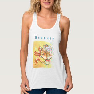Zeemeermin met een Zee Shell Tekening Tanktop