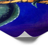 Zeemeermin met een zwarte Zee-draak voor kunstafdr Poster (Hoek)